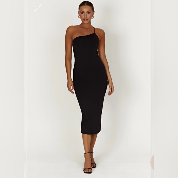 MESHKI Rosalind Recycled Nylon One Shoulder Midi Dress - Picture 2 of 4